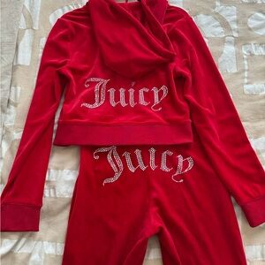 Juicy Couture Red Velour Jogger Set